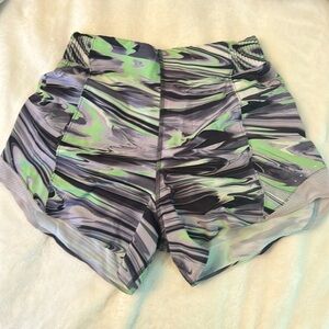 Lululemon Mint and Black Marble Running Shorts